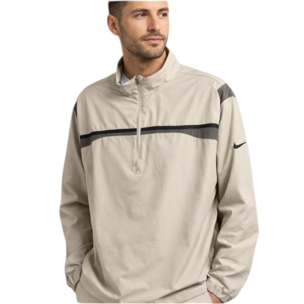 Nike Golf Beige Quarter Zip Pullover Windbreaker XXL Lightweight Swoosh